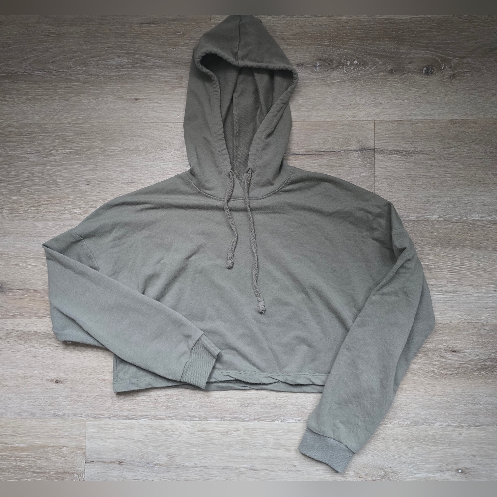 Fashion Nova Olive Green Womens Cropped Hoodie
